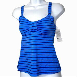NWT L.L. Bean Blue Stripe Tankini Top UPF 50 sunblock Size 4 Small